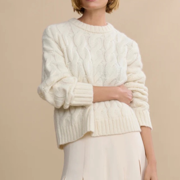 Jenni Kayne Cable Serena Sweater in Ivory size XS